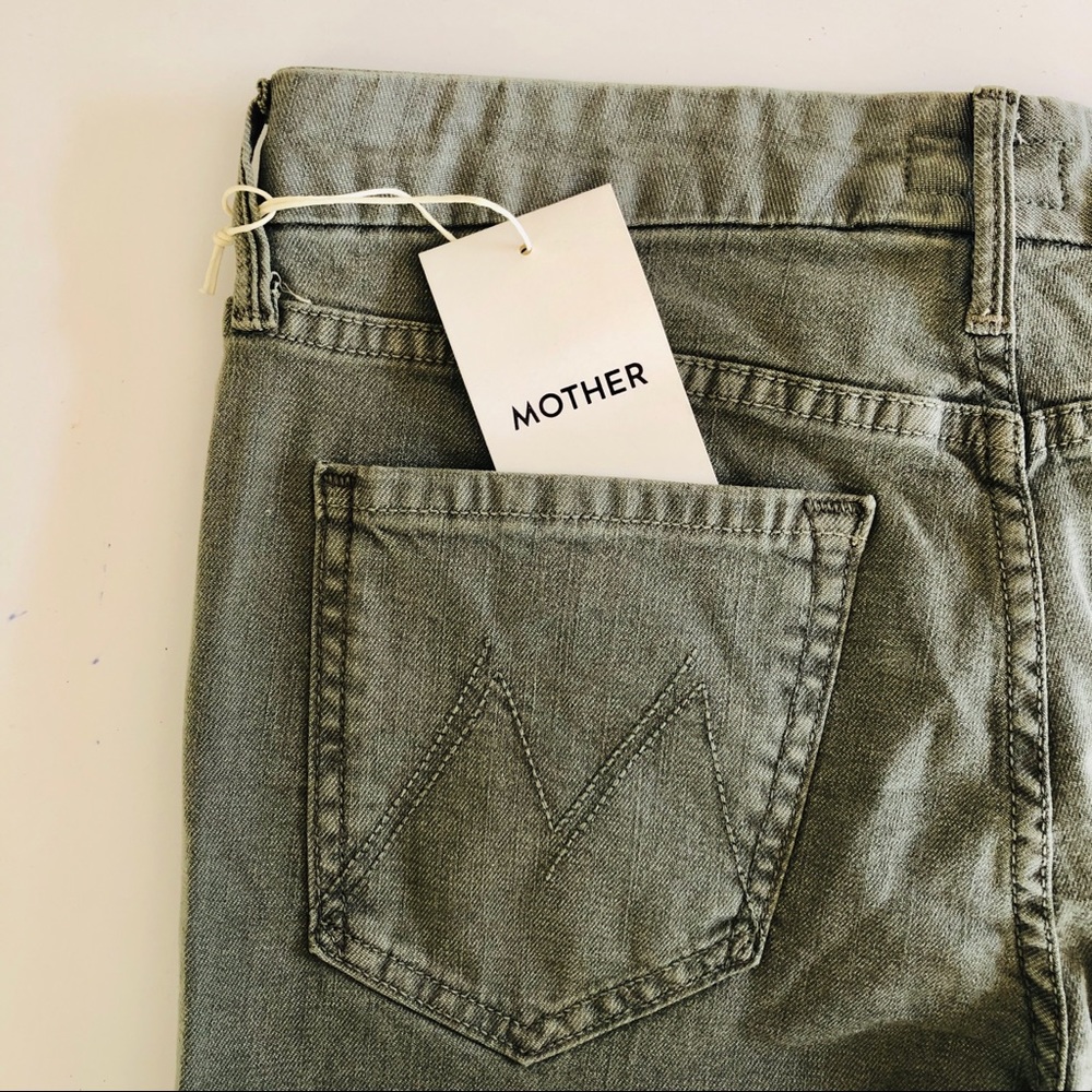 MOTHER The Roller Crop Fray, Army Green